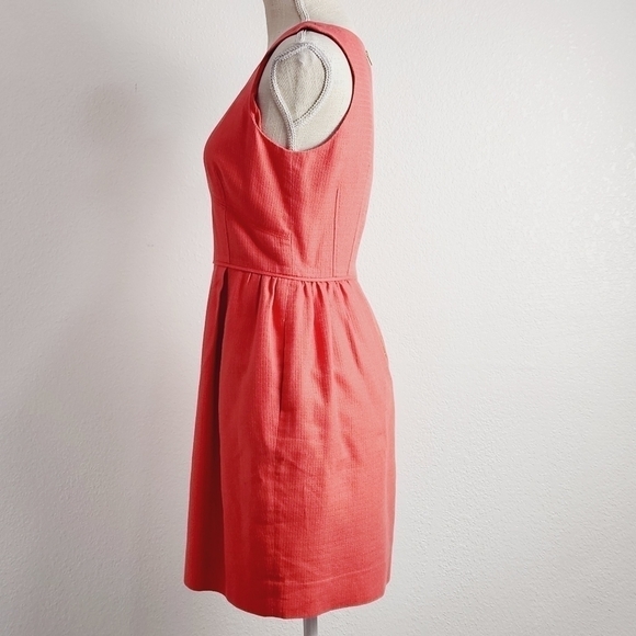 J. Crew Basketweave Orange Fit & Flare Dress Size: 4 - Picture 5 of 13